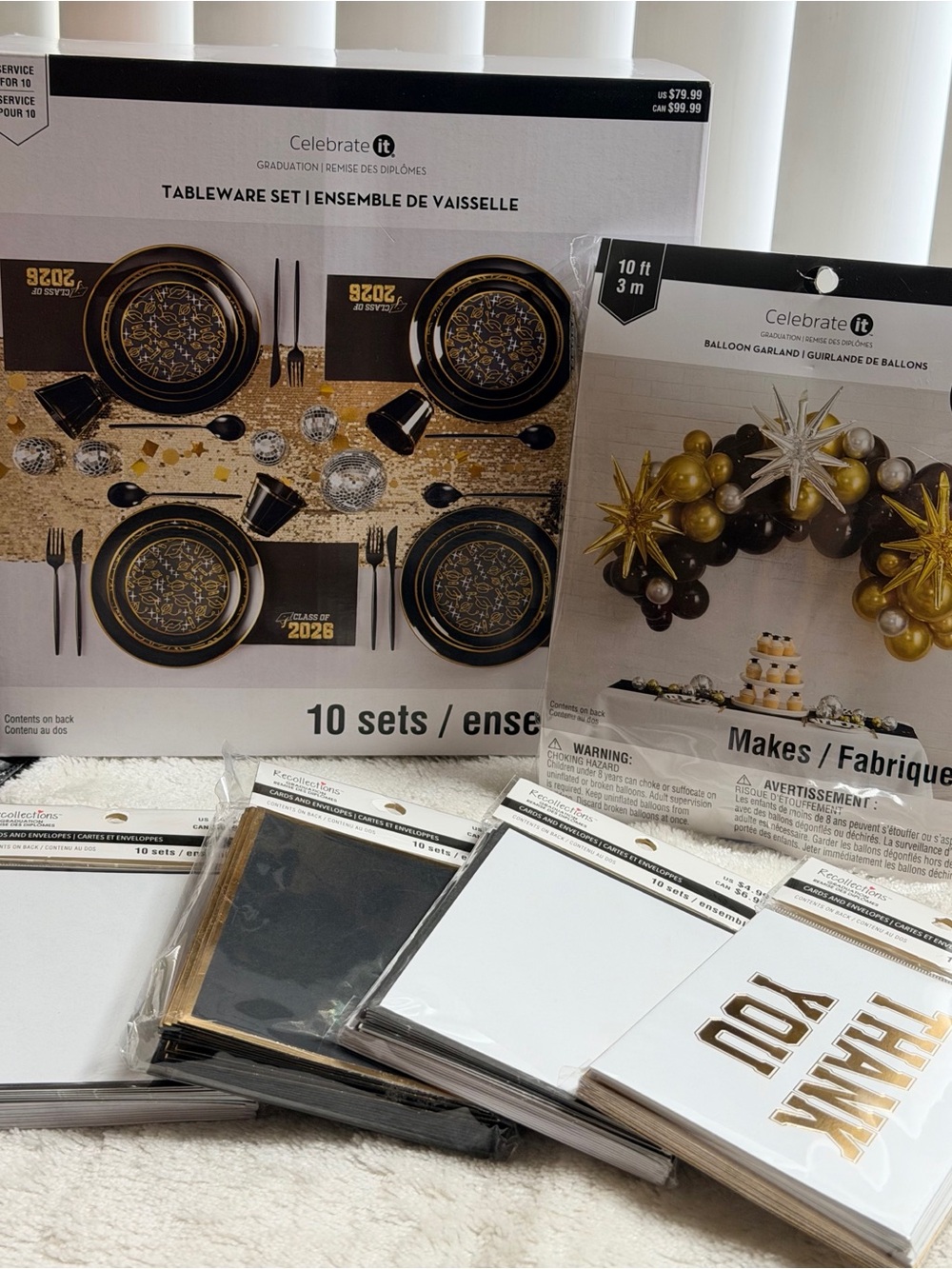 Celebrate It Black and Gold Graduation Party Tableware & Balloon Garland Set